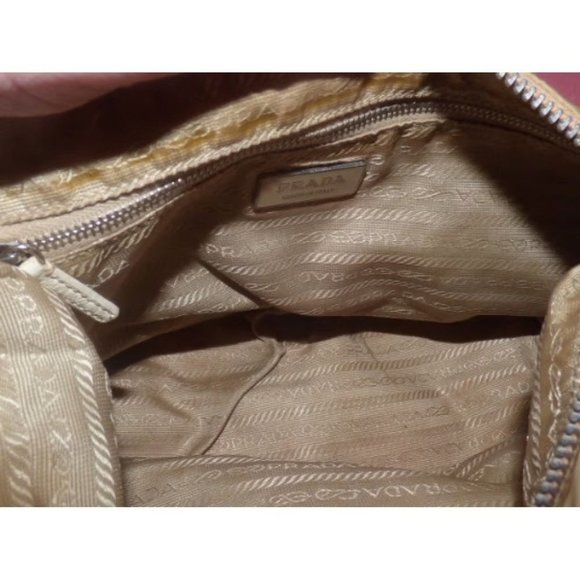 Prada Re-edition 2005 MOD Retro Khaki Nylon & White Leather Bowling Bag - Picture 4 of 5